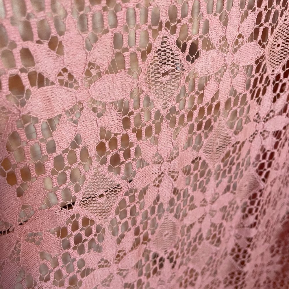 Vintage Pink Lace Polyester Housedress. 1960s 197… - image 4